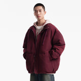 Unisex Winter Cotton Coat Winter Stand-up Collar down Jacket Retro Loose down Jacket