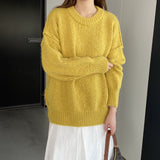 Women Winter Knitted Sweater Loose Sweater Autumn and Winter Loose-Fitting Long Sleeve Sweater 6t3602