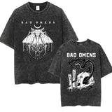 Bad Omens Band Music Tour 2024 Washed T Shirt Retro 90s Men