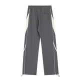 Men Sweatpants Color Contrast Patchwork Straight Casual Pants Sports Wide Legs Trousers