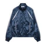 Women Jacket Outdoor Jacket Coat Loose Stand Collar Long Sleeve Sports Trench Coat