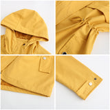 Women Trench Coat Mid-Length Hooded Jacket Long-Sleeved Raincoat