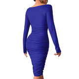 Women Dress Sexy Large V-neck Long Sleeve Hip Skirt