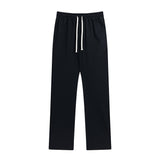 Men Sweatpants Zipper Split Casual Suit Pants Pure Color Elastic Waist Slim-Fit Straight Trousers Loose