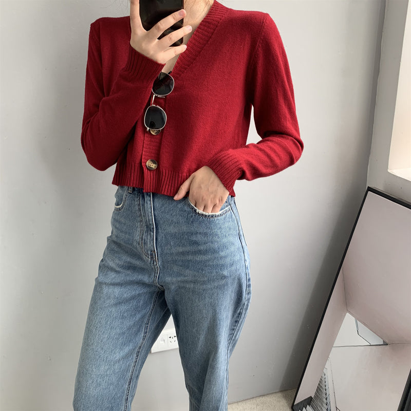 Women Cardigan Sweater Short Cardigan Autumn Knitted Coat 8t2068