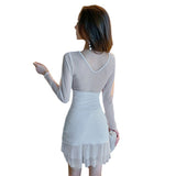 Women Maxi Dress Spring and Autumn Sexy Deep V Sheath Nightclub Dress