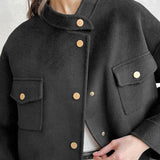 Women Trench Coat Autumn and Winter Woolen Coat Stand Collar Baggy Coat