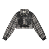Women Jacket Autumn Plaid Long Sleeve Coat