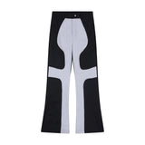 Men Sweatpants Stitching Contrast Color Casual Wide Leg Trousers Loose Flared Pants Sports Pants