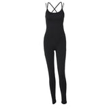 Women Jumpsuit Spring/Summer Backless Hollow out Yoga Sports Jumpsuit (Hawthaw0412)