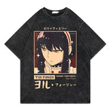 Washed retro T-shirt printed graphic casual cotton summer short sleeves