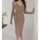 Women Dresses V-neck Bow Dress Long Dress