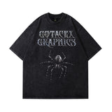 Men T Shirt Hip Hop Print Washed Short Sleeve T-shirt