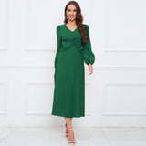 Women Date Dress Sexy V-neck Dress Long Skirt