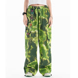 Men Sweatpants Tie-Dye Printing Casual Working Pants Loose Pockets Straight-Leg Trousers