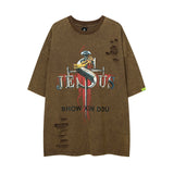 Men T Shirt Gothic Retro Washed Ripped Distressed Short Sleeve T-shirt