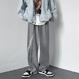 Men Jeans Washed Jeans Men's Casual Trousers Straight Loose Wide Leg Pants