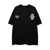 Men T Shirt Retro Alphabet Graffiti Printing Short Sleeve T-shirt