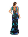Women Evening Gown Sexy Retro Backless Sequins Dress