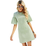 Women Dress Spring and Summer Sexy Backless Crew Neck Dress