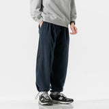 Men Pants Retro Drawstring Pocket Zipper Casual Polar Fleece Sweatpants