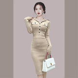 Women Maxi Dress Autumn and Winter Turtleneck Long Sleeve Narrow Knitted Dress
