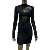 Women Dresses Long Sleeve Bandage Dress Ultra Short Dress (Ont0408)