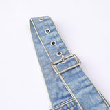 Women Dresses Large Pocket Denim Suspender Skirt Slip Dress