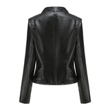 Red Leather Jacket Pu Lapel Women's Slim-Fit Leather Coat Short Jacket