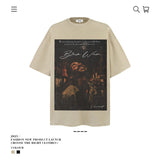 American vintage street T-shirt pure cotton retro men's and women's summer loose half sleeves