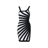 Women's Evening Dress Zebra Striped Spaghetti Straps Dress Sexy Backless Sheath Skirt