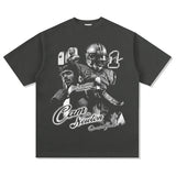 Mens Vintage baseball T-Shirt CamNewton rugby vintage print short sleeve loose t-shirt