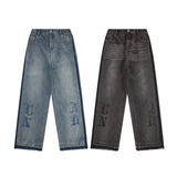 Men Jeans Men and Women Retro Straight-Leg Trousers