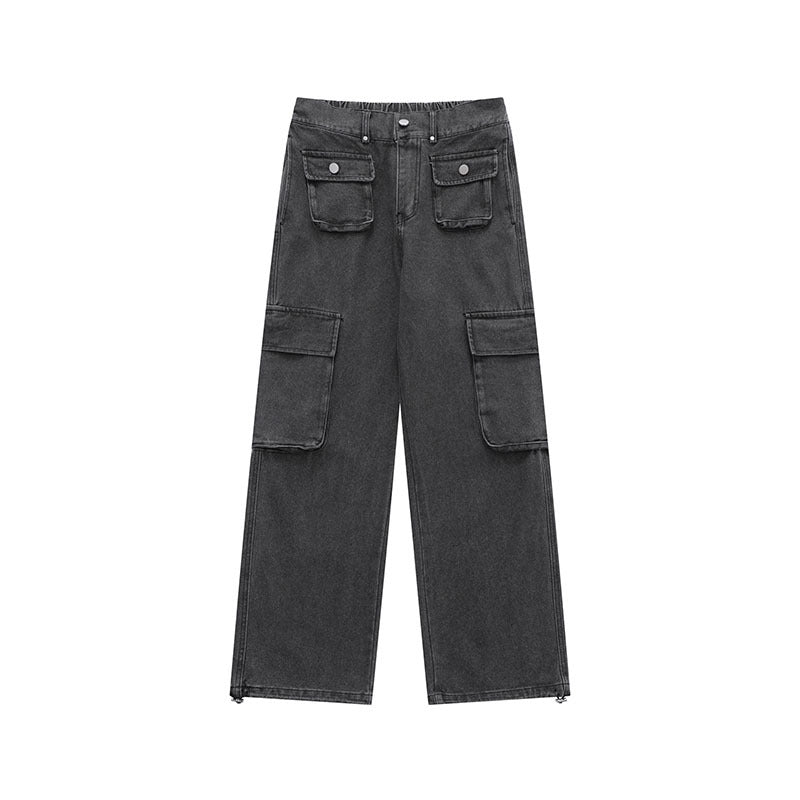 Men Jeans Straight Wide Leg Cargo Pants Jeans