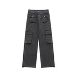 Men Jeans Straight Wide Leg Cargo Pants Jeans