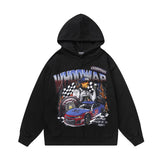 Men Hoodie Vintage Distressed Racing Printed Hoodie