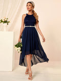 Women Evening Gown Sexy Slim Irregular Chiffon Dress