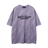Men T Shirt Vintage Distressed Graffiti Suede Short Sleeve T-shirt