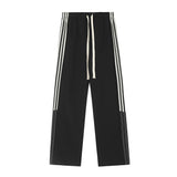 Men Sweatpants Casual Straight-Leg Sweatpants Men's Sports Trousers with an Elasticated Waist Striped Loose-Fitting Wide-Leg Trousers