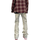 Men Jeans Loose Straight Hiphop Draping Rivet Overalls