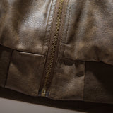 Unisex Winter Cotton Coat down Jacket Retro Loose PU Leather down Jacket