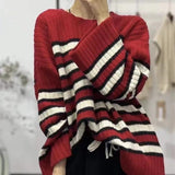 Women Knitwear Autumn and Winter Striped round Neck Sweater Loose Sweater