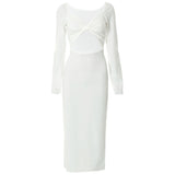 Women Dresses Fall Hollow Backless Dress (Bla0420)