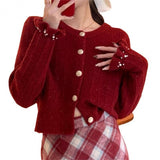Women Knitted Cardigan Fall/Winter Slim Short Knitted Cardigan Sweater Women's Coat
