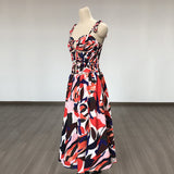 Women Evening Dress Bohemian Dress Summer V-neck Brace Backless