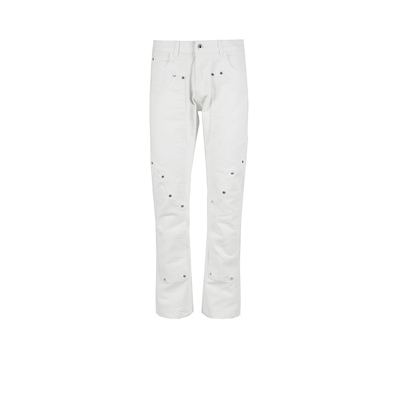 MIJKO Men's Vintage Pants MIJKO Men's Women's Autumn and Winter Wide-footed High Street Jeans