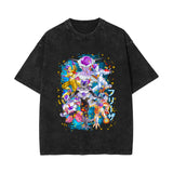 Summer washed old retro short-sleeved T-shirt