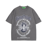 Men T Shirt Gothic Alphabet Graffiti Print Short Sleeve T-shirt