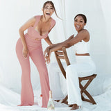 Women T-shirt Fall/Winter Sexy Slim Hip Wide Leg Pants Casual Suit
