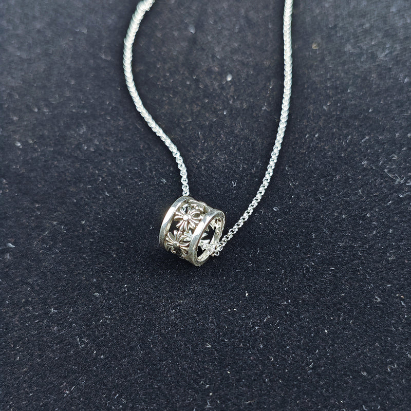 Chrome Hearts Necklace Thai Silver Circle Cross Pendant for Men and Women